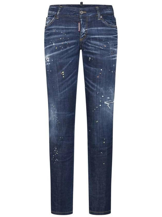 Jennifer Destroy Straight Jeans Navy - DSQUARED2 - BALAAN.