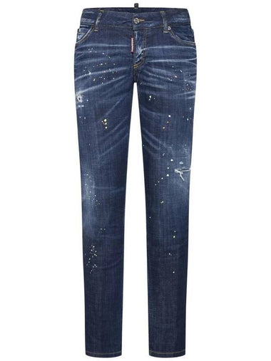 Jennifer Destroy Straight Jeans Navy - DSQUARED2 - BALAAN 1