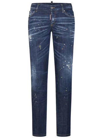 Jennifer Destroy Straight Jeans Navy - DSQUARED2 - BALAAN 1