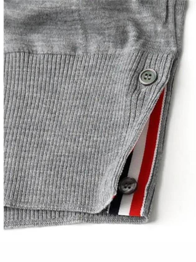 4-Bar Stripe Sustainable Merino Wool Cardigan Grey - THOM BROWNE - BALAAN 8