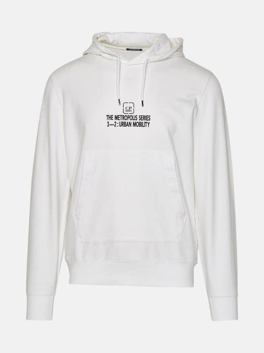 Metropolis Series Stretch Fleece Graphic Hoodie White - CP COMPANY - BALAAN 1