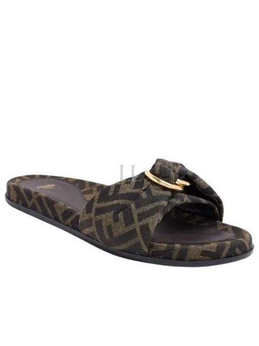 Feel FF Jacquard Slippers Brown - FENDI - BALAAN 2