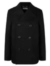 Women's Double Breasted Wool Peacoat Black - SAINT LAURENT - BALAAN 2