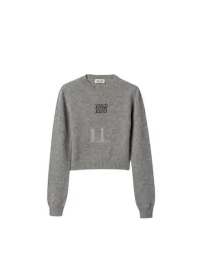 Embroidered Logo Cashmere Knit Top Grey - MIU MIU - BALAAN 2