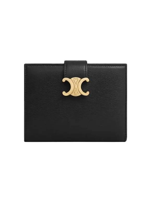 Victoire Medium Supple Grained Calfskin Half Wallet Black - CELINE - BALAAN 2