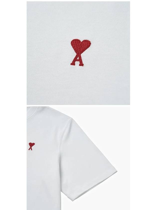 Small Heart Logo Boxy Fit Short Sleeve T-Shirt White - AMI - BALAAN 4