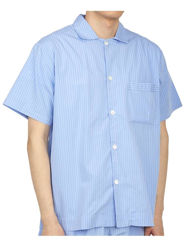 Poplin Pajamas Organic Cotton Short Sleeve Shirt Pin Stripe - TEKLA - BALAAN 4