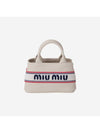 embroidered logo canvas handbag chalk - MIU MIU - BALAAN 1