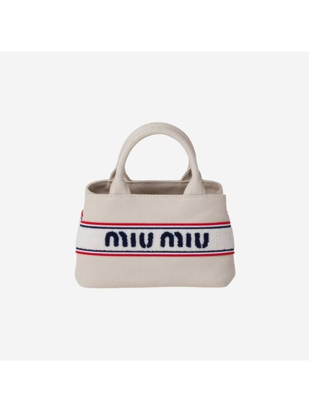 embroidered logo canvas handbag chalk - MIU MIU - BALAAN 1