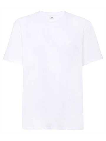 Heart Logo Cotton Short Sleeve T-Shirt White - AMI - BALAAN 1