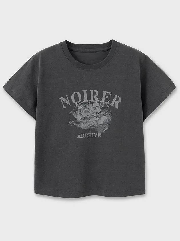 Archive Print Crop T-Shirt Gray - NOIRER FOR WOMEN - BALAAN 3
