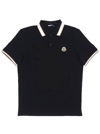 Logo Patch Polo Shirt Black - MONCLER - BALAAN 2