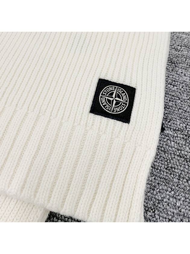 Kids Logo Patch Wool Cashmere Muffler Ivory 7916N02Z3 V0093 - STONE ISLAND - BALAAN 3