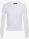 Women's Embroidered Logo Pony Cable Cardigan White - POLO RALPH LAUREN - BALAAN 2