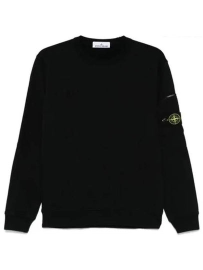 Zipper Pocket Crewneck Cotton Sweatshirt Black - STONE ISLAND - BALAAN 2