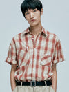 cig plaid two pocket work short sleeve shirt red - KND - BALAAN 7