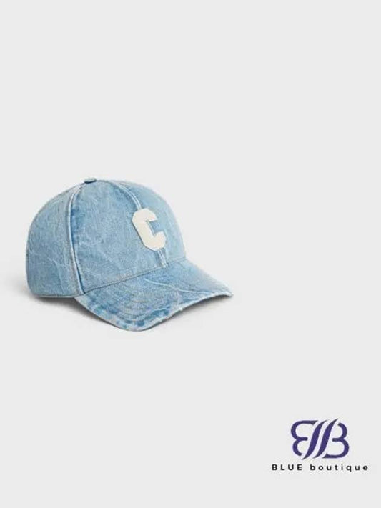 Initial Baseball Cap Denim Westside Wash Destroyed - CELINE - BALAAN 1