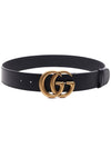 GG Marmont Buckle Leather Belt Black - GUCCI - BALAAN 5