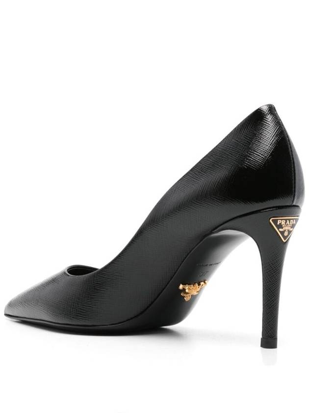 Saffiano Patent Leather Pumps Heel Black - PRADA - BALAAN 4