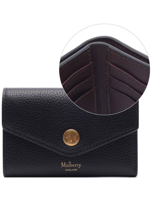 Folded Grain Leather Multi Card Wallet Black - MULBERRY - BALAAN 3