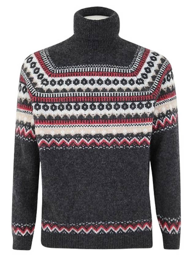 Fairisle Motif Knit Turtleneck Grey - BRUNELLO CUCINELLI - BALAAN 2