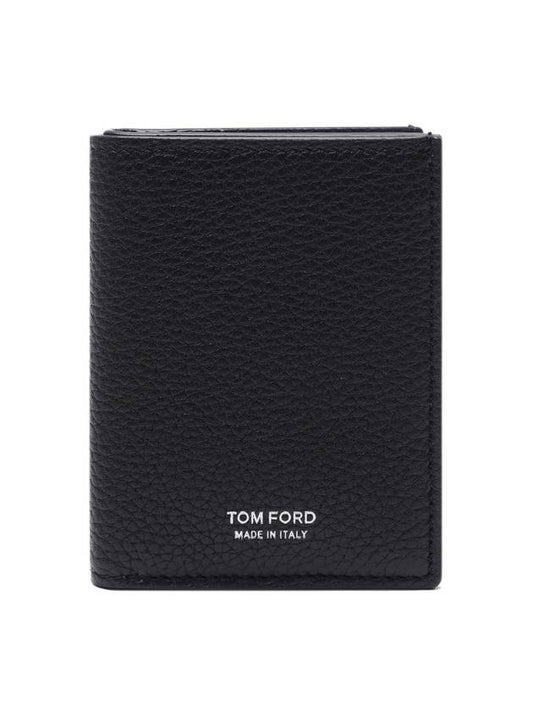 Men's Logo Pebble Leather T-Line Card Wallet Black - TOM FORD - BALAAN 1