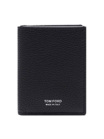 Men's Logo Pebble Leather T-Line Card Wallet Black - TOM FORD - BALAAN 1