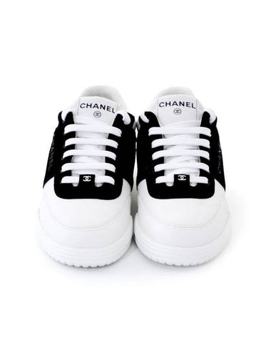 Chanel G45470 Suede Leather Two tone Logo Sneakers 37 - CHANEL - BALAAN 1