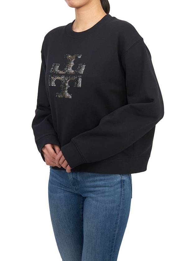 Embroidered Logo Sweatshirt Black - TORY BURCH - BALAAN 5