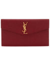 Uptown Grain de Poudre Embossed Leather Clutch Bag Red - SAINT LAURENT - BALAAN 2