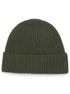 Logo Patch Rib Wool Beanie Green - STONE ISLAND - BALAAN 3