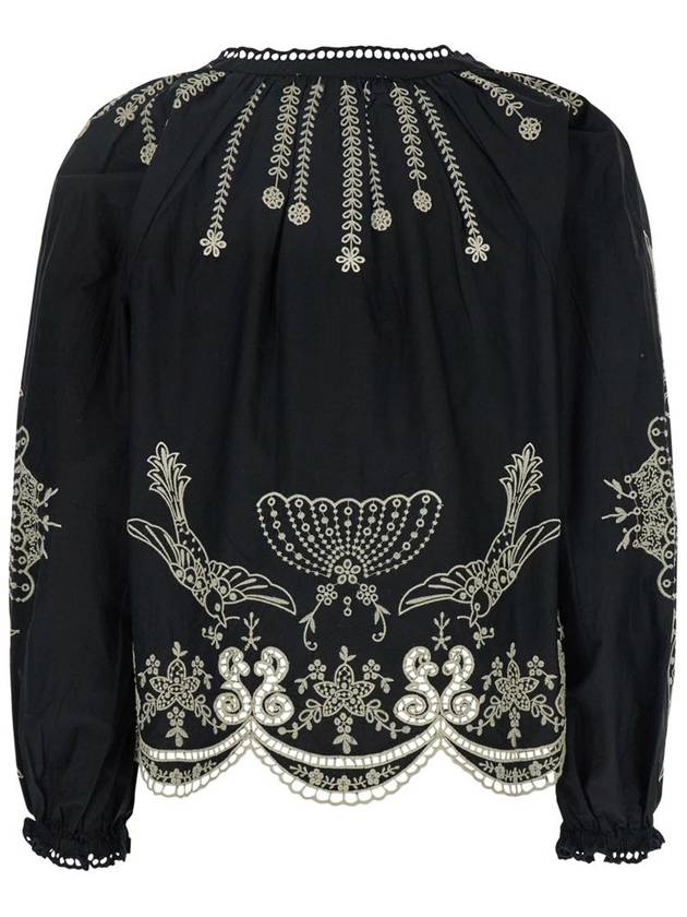 Black Blouse With V Neck And All-Over Kingsley Embroidery In Cotton Woman - SEA - BALAAN 2