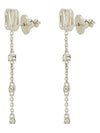 V Logo Metal Crystal Earrings Silver - VALENTINO - BALAAN 3