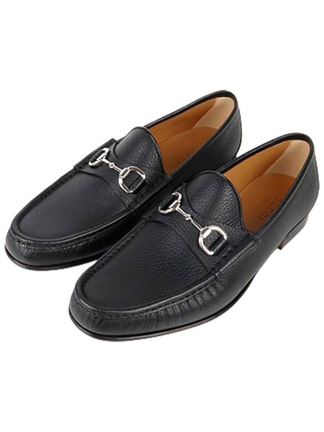 Horsesbit Nestor Grain Leather Loafers Black - GUCCI - BALAAN.