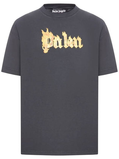 Palm Angels Burning Logo Short Sleeve T Shirt Black - PALM ANGELS - BALAAN 2