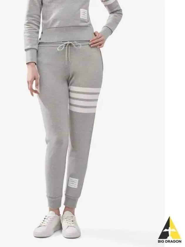 Women's Engineer 4 Bar Cotton Loopback Knit Track Pants Grey - THOM BROWNE - BALAAN 2