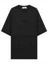 Fissato Effect Compass Embroidery Logo Short Sleeve T-shirt Black - STONE ISLAND - BALAAN 2