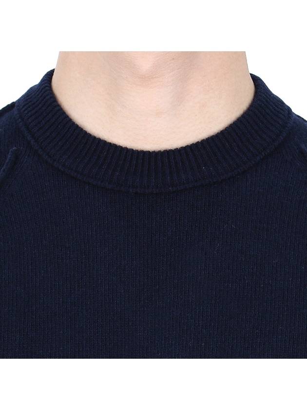 Lens Wappen Classic Crew Neck Wool Knit Top Navy - CP COMPANY - BALAAN 7