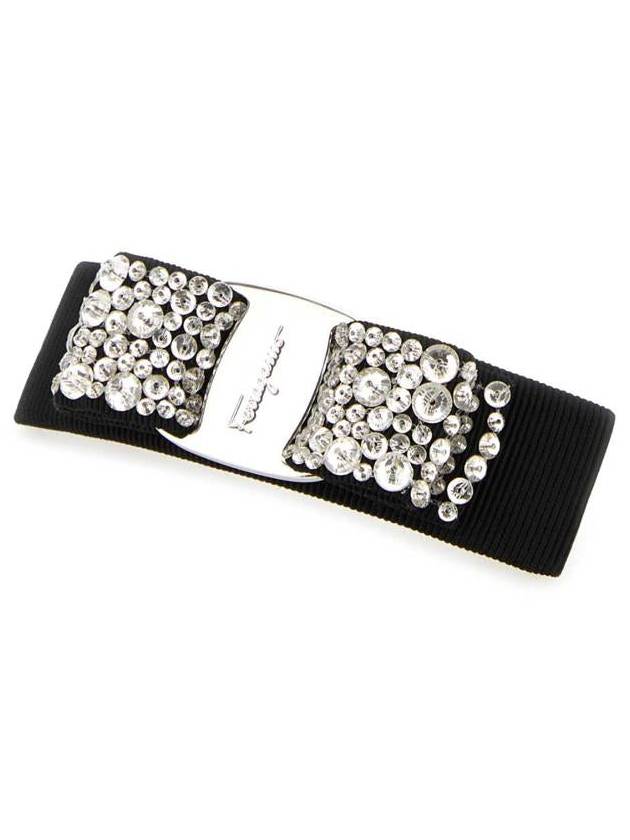 Vara Bow Black Hair Clip Silver - SALVATORE FERRAGAMO - BALAAN 3