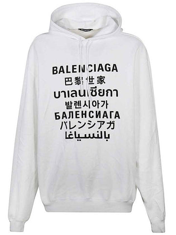 Language Logo Print Hoodie White - BALENCIAGA - BALAAN 1