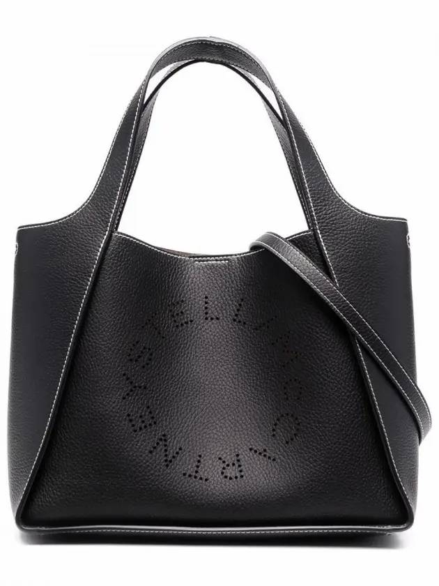 Stella Logo Grainy Tote Bag Black - STELLA MCCARTNEY - BALAAN 1