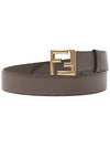 FF stud buckle leather belt brown - FENDI - BALAAN 2