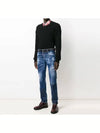 Men's Distressed Detail Paint Slim Fit Denim Jeans Blue - DSQUARED2 - BALAAN.