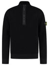 Wappen Patch Half Zip Up Knit Top Black - STONE ISLAND - BALAAN 2