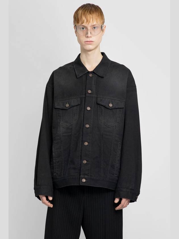 Political Campaign Logo Oversized Denim Jacket Black - BALENCIAGA - BALAAN 6