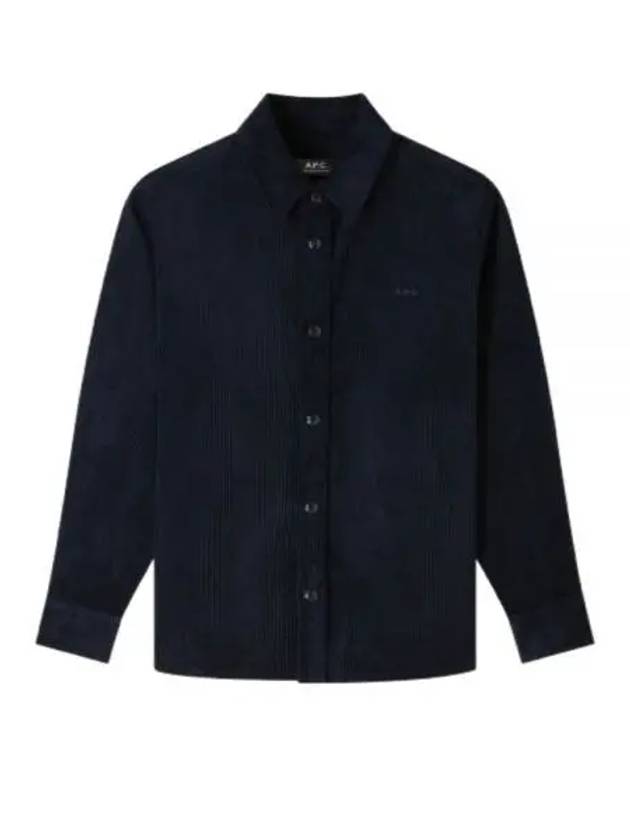 Bobby Embroidered Logo Corduroy Shirt Jacket Dark Navy - A.P.C. - BALAAN 2