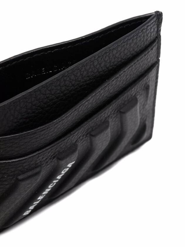 Car Embossed Grain Calfskin Card Wallet Black - BALENCIAGA - BALAAN 4