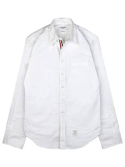 Men's Logo Patch Classic Cotton Long-Sleeve Shirt White - THOM BROWNE - BALAAN 2