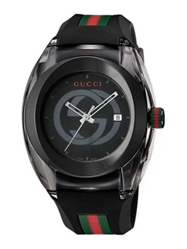 Sync Men's Black Dial and Black Rubber Strap Wristwatch - GUCCI - BALAAN 3