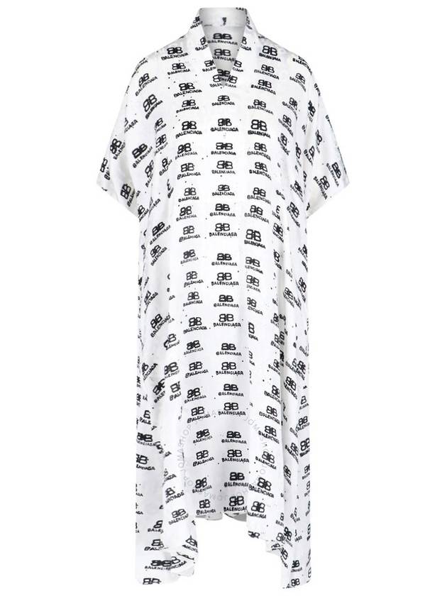 All-Over Logo Print Silk Midi Dress White - BALENCIAGA - BALAAN 2